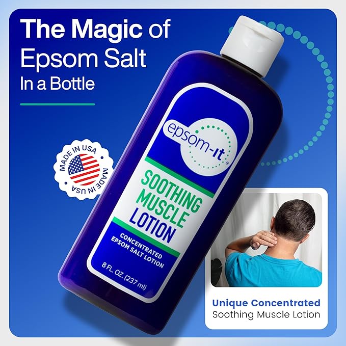 Epsom-It Soothing Muscle Set - Epsom Salt and Magnesium Lotion and Rollerball, for Muscle Discomfort and Stiffness, Tired Legs, Knees, and Feet (2-Pack)