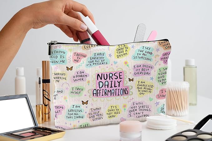 QGFM Nurse Makeup Bags,Nurse Gifts for Women,Nurse Cosmetic Bags With Zipper,Nurse Gifts for Nursing Student,Student Nurse Gifts(K style)