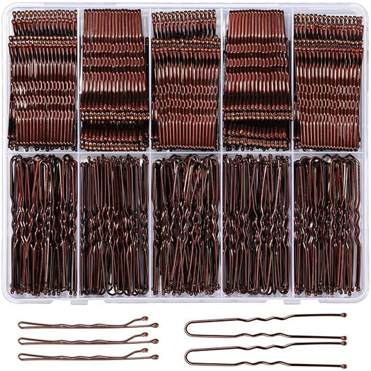 YGDZ 400 Counts Brown Bobby Pins Hair Pins Set for Women, 2inch Bobby Pins for Buns, 2.36inch Brown U Shaped Hair Pins for Styling, Hair Accessories for Women, Wedding