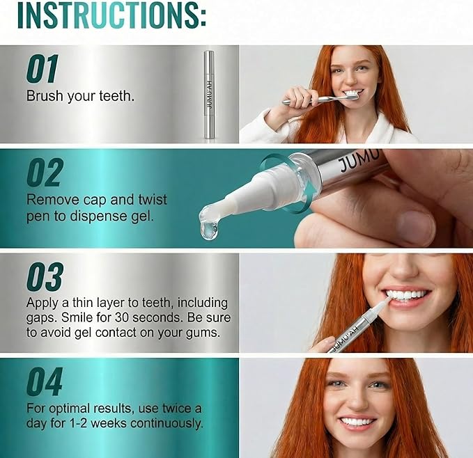 Jumu’ah Teeth Whitening Pen, Enamel Safe - NO Sensitivity - Oral Care Teeth Whitener Pen, Vegan & Gentle on Teeth Professional Stain Removal (Pack of 3)