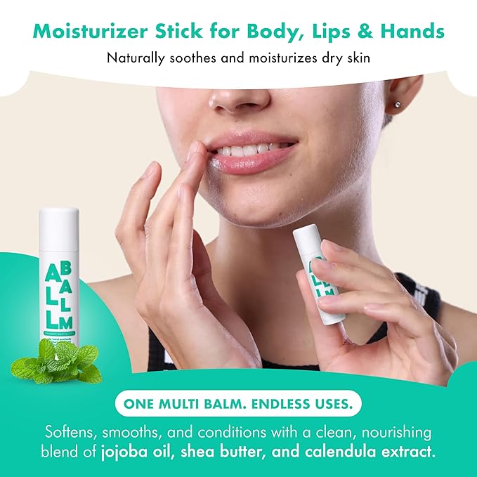 Zizia Spearmint Multi All Balm Stick – Moisturizing and Hydrating Stick for Lips, Hands & Body – with Shea Butter, Jojoba Oil, Aloe Vera, Calendula – Beauty Moisturizer - Travel Essentials - 0.5 oz
