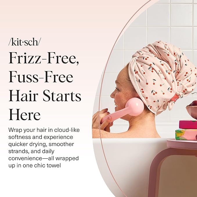 Kitsch XL Microfiber Hair Towel Wrap for Women - Microfiber Towel, Super Absorbent, Quick Dry, Anti-Frizz - for Long & Short Hairs, Turbans for Women