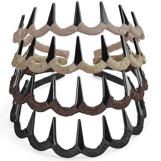 STHUAHE4PC Multicolor Protection Resin Teeth Comb Hair Hoop Hairband Headband Hair Accessories for female by Beauty hair (Khaki, brown, dark gray, black)