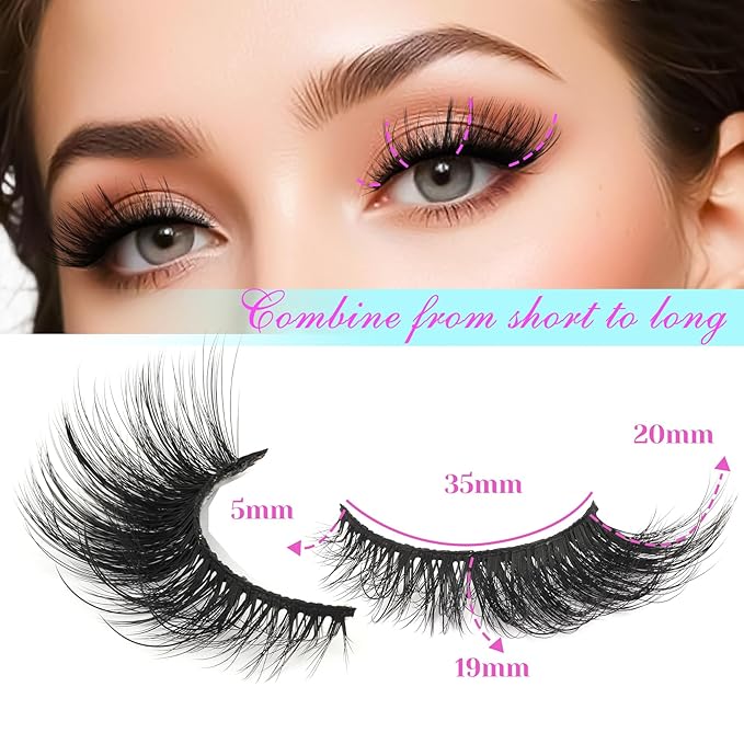 Losha Lashes Fluffy Cat Eye Lashes 14 Pairs False Eyelashes 6D Volume Faux Mink Lashes that Like Lash Extensions Soft Reusable Fake Eyelashes (704-14P)