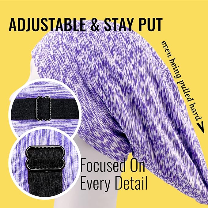 Satin Lined Sleep Cap Bonnet for Curly Hair and Braids, Stay On All Night Hair Wrap with Adjustable Strap for Women and Men, Pruple Type1, Pack of 1