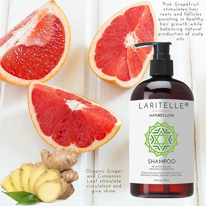 Laritelle Nature’s Love Organic Shampoo – 17.5 oz – Anti-Thinning Hair Growth, Rich Botanical Hydrosols & Keratin • Color Safe • Made in California