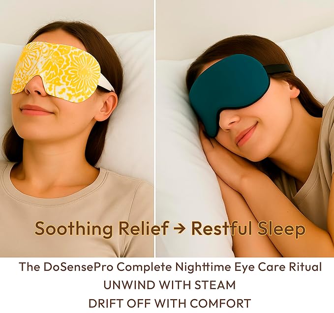 DoSensePro Steam Eye Mask - 16 Pack Chamomile Self-Heating Warm Compress for Dry Eyes, Puffy Eyes Relief, Cornea Care, and Relaxation – Soothing & Comfortable Heated Eye Pads
