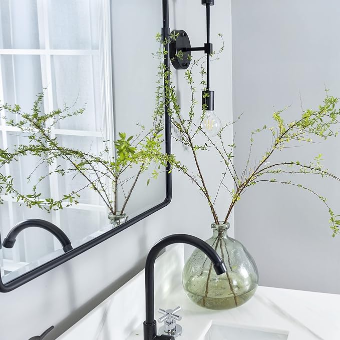 TEHOME Pivot Full Length Bathroom Vanity Mirror Matt Black Metal Framed Full Body Wall Mounted Floor Pivoting Mirror for Bathroom, Living Room, Overall 58.12 x 28 inches (Mirrror 54 x 28 inches)