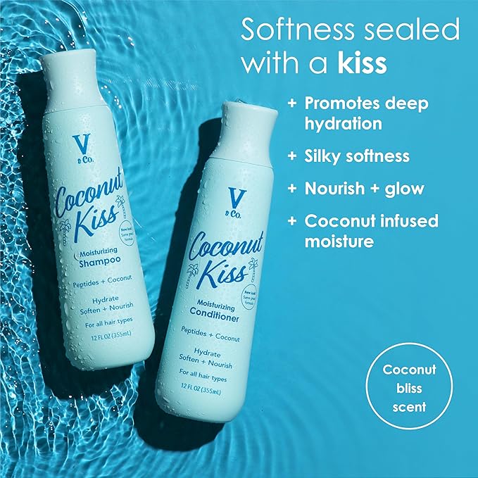 V&Co. Beauty Moisturizing Shampoo and Conditioner Set (12 Oz. Each) - Sulfate Free, Color Safe, and Gentle Formula with Peptide Technology Boosting Hydration for Dry, and Color Treated Hair