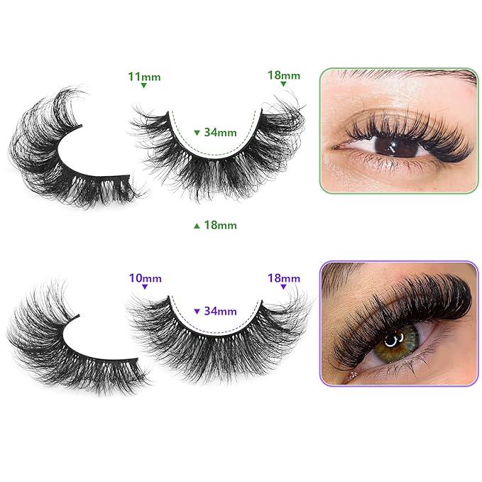 20 Pairs False Eyelashes Natural Look Lashes Mink Fuzzy Fake Eyelashes Wispy Strip False Lashes 4 Styles Mixed Thick Volume Faux Mink Eyelashes ALICROWN