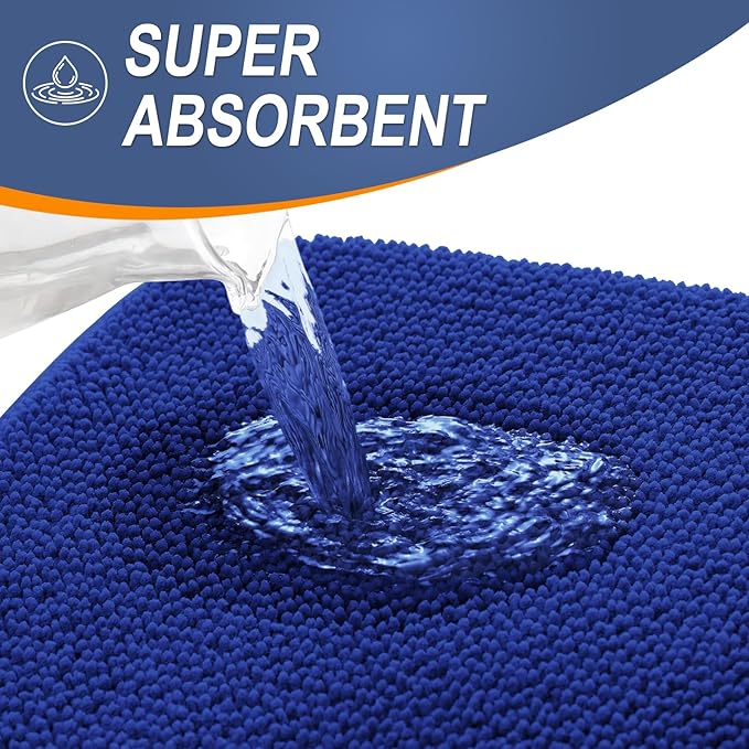 OLANLY Thick Memory Foam Bath Mat Rug 44x24, Extra Soft Absorbent Bathroom Rug, Quick Dry Bath Mats, Non-Slip, Machine Washable Carpet for Bathroom, Tub and Shower, Home Decor Accessories, Royal Blue