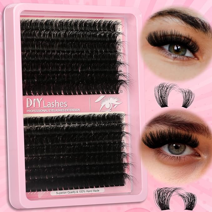 280 Pcs Lash Clusters Extensions Kit - 80D 100D 12-20mm Faux Mink Individual Eye Lash Clusters with D Curl Wispy for DIY Lash Extension at Home