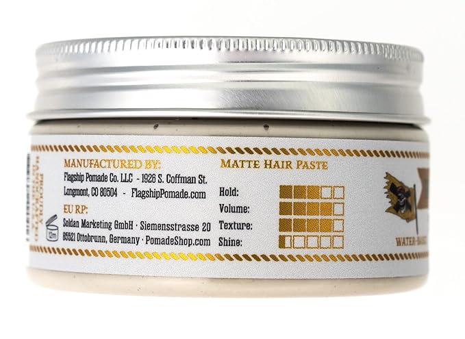 FLAGSHIP Handmade Third Coast Matte Paste Hair Pomade Medium Hold Matte Shine Salted Vanilla Scent 3.4 oz