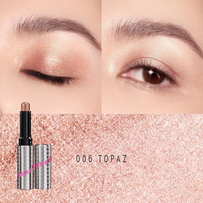 Illumina Jelly Eyeshadow Stick, 006 Topaz - Peach Coral, High-Impact Sparkle Finish, Cream Texture with Cooling Feel, Long-Lasting Crease-Proof Smudge-Proof Eye Shine, Easy Application