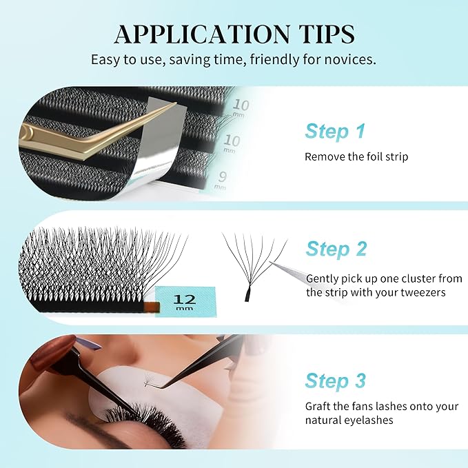 W Eyelash Extensions 7D Russian Volume Premade Fan Natural Soft Matte Black False Lashes Professional Salon Supplies(7D,0.07,C,11mm)