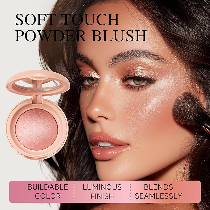 PHOFAY Luminous Blush Powder-Multi-Use Formula, Ultra-Fine & Smooth, Longer-Lasting Wear with Natural Luminous Glow (04#)