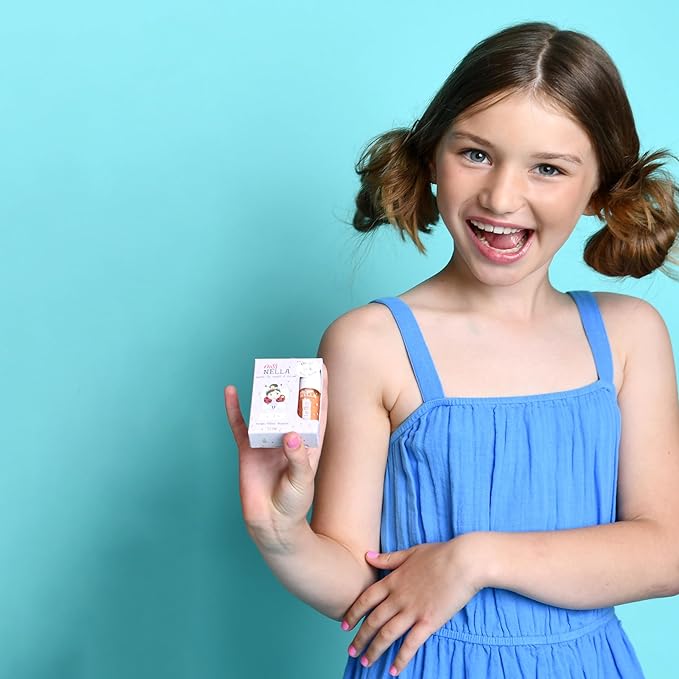 MISS NELLA Magic Spell Lip Gloss, Peach hydrating children Lip Gloss, watermelon scent, gentle on the skin. gives a sheer kiss of colour, with extra shine.