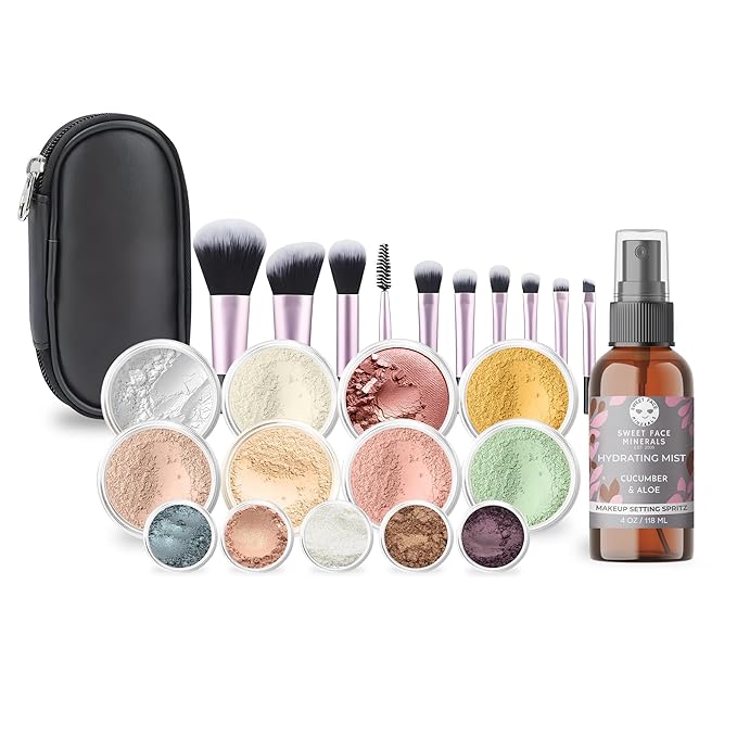 ULTIMATE KIT (LIGHT) Full Size Mineral Makeup Set Matte Foundation Kit Bare Face Sheer Powder Cover