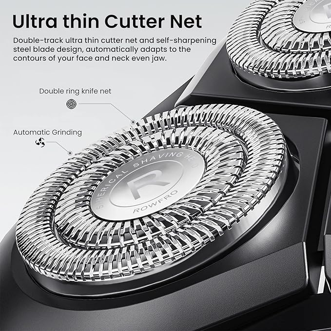 Mens Electric Shaver Waterproof: Rechargeable Cordless Shavers - Type-C 1H Fast Charging - IPX7 Waterproof Wet/Dry Rotary Electric Razor, with Travel Lock, Ideal Gift for Men