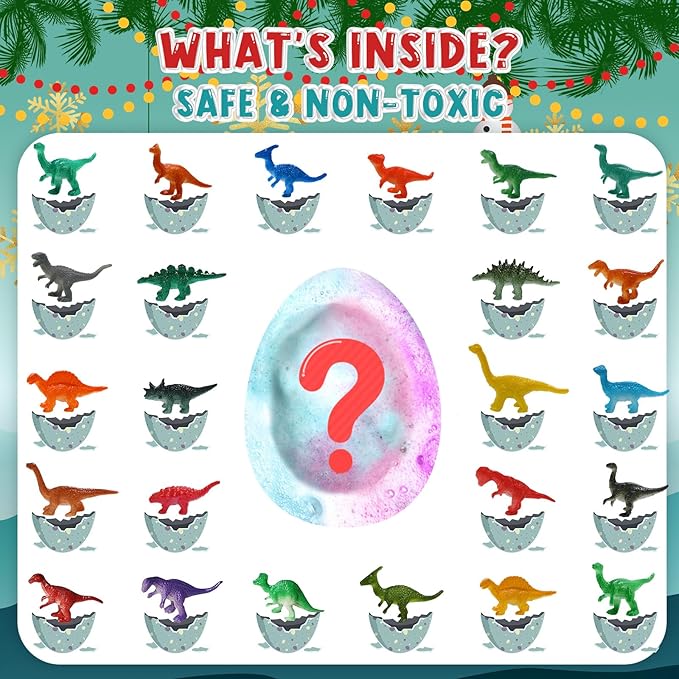 Bath Bombs for Kids with Dinosaur Toys Inside, Valentines Day Gifts for Kids, Easter Basket Stuffers, 9 Pack Natural Organic Dinosaur Bath Bombs Bubble Bath Gift Set, Birthday Gifts for Kid