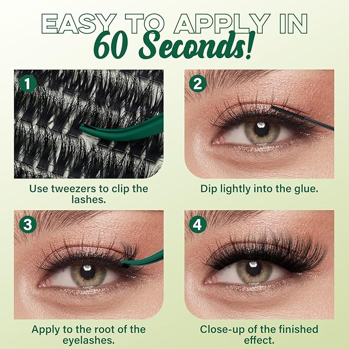 KEYYOU LASH Clusters 3D Effect Eyelash Clusters 280pcs 80D D Curl 9-18MIX Individual Lashes Wispy Lashes Volume Cluster Lashes Natural Soft DIY Lash Extension(3D-80D-D-9-18MIX)