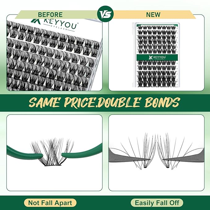 Lash Clusters,96 Pcs Cluster Lashes D Curl 14mm DIY Lash Extensions Eyelash Clusters,KEYYOU Volume Wispy Individual Lashes Soft&Comfortable Easy DIY at Home(Y13,D-14mm)