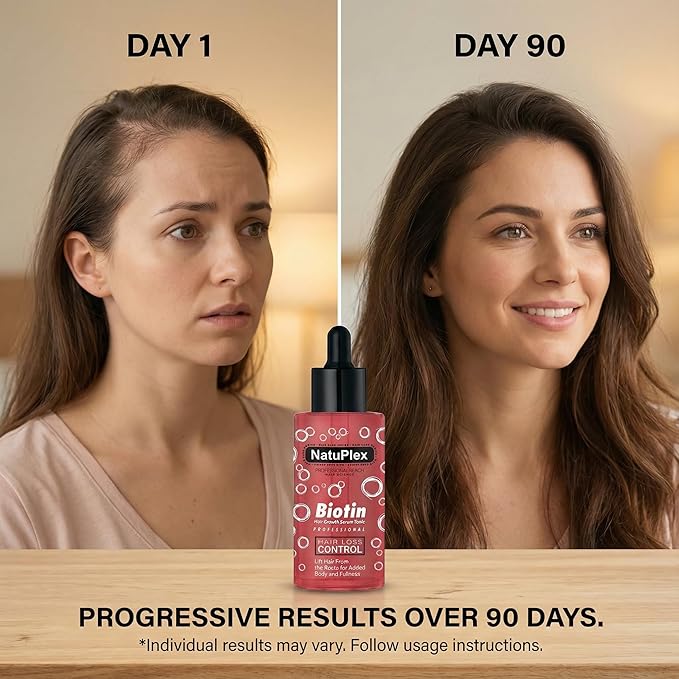 Biotin & Rosemary Hair Growth Serum for Thicker Fuller Hair - Anti Hair Loss Scalp Treatment for Men & Women - Natural Hair Regrowth Drops with Castor Oil & Aloe - 3.38 Fl Oz