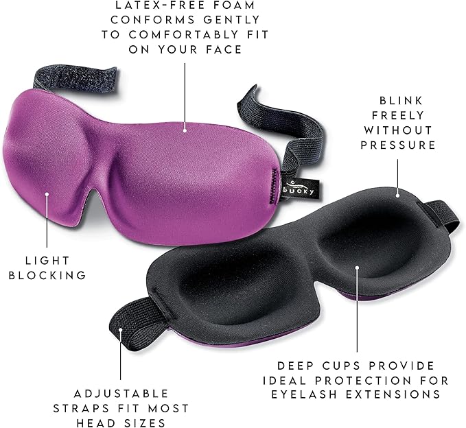 Bucky 40 Blinks No Pressure Eye Mask for Travel & Sleep, Midnight Floral, One Size