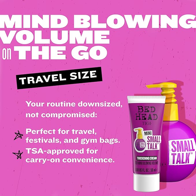Bead Head by TIGI Small Talk MINI 3-in-1 Hair Thickening Cream - Use for Voluminous Hair - For Fine, Thin & Flat Hair - Use on Damp Hair - Premium Hair Thickening Products - 4.2 oz (2 Pack)