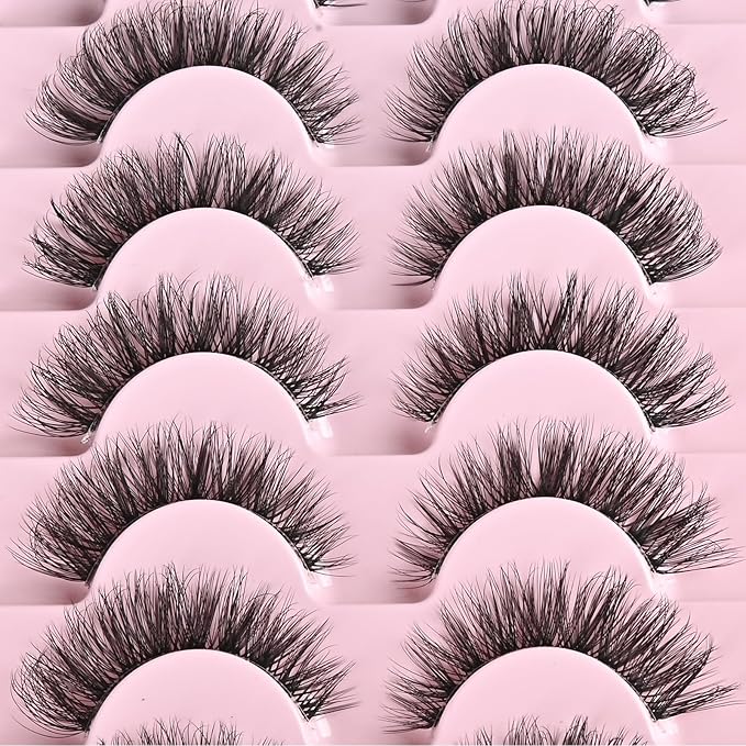 FARRED Cat Eye Lashes Natural Eyelashes Short Wispy Lash Strips Volume Cateye False Eyelash Medium Length Fake Lashes Natural Looking Hybrid Clusters Full Demi Wispies Strip Pestañas (A1 | 8-14MM)