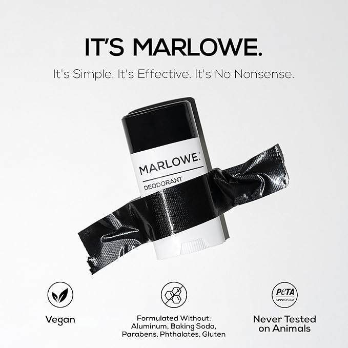 MARLOWE. No. 024 Mens Deodorant 2.5 oz, Natural Deodorant for Men, Aluminum Free Stick, Made with Coconut Oil, Shea Butter & Jojoba, Only No-Nonsense Ingredients, Sage & Fir Scent