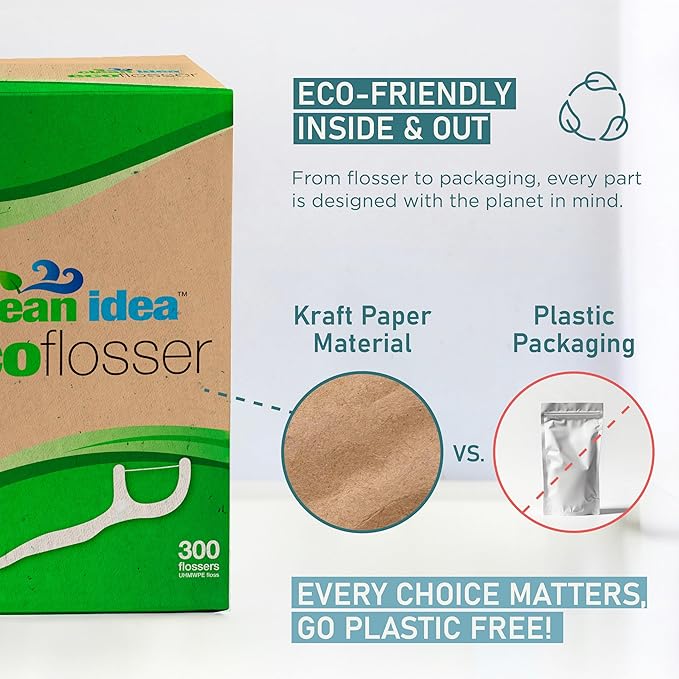 EcoFlossers Charcoal 300ct, Eco Friendly Flossers for Adults & Kids, Everyday Dental Floss Picks, Easy on Gums Floss Picks for Teeth, Tooth Flossers