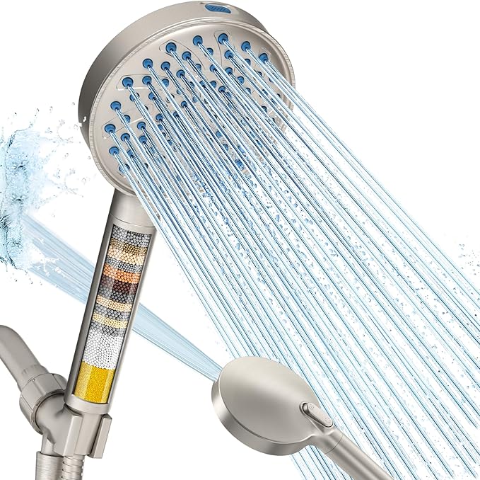 Cobbe Filtered Shower Head with Handheld, High Pressure 7-mode Showerhead with Filters for Hard Water - Remove Chlorine - Reduces Dry Itchy Skin, Patented Paddle Shift Design, Brushed Nickel