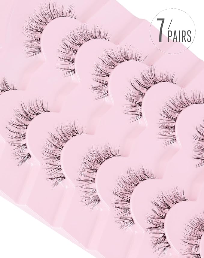 Onlyall Natural False Eyelashes Clear Band Lashes Fake Lashes Wispy Eyelashes Natural Look Fake Eyelashes Wispy Eye Lashes 13mm Lashes H10