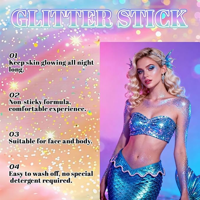 Face Body Glitter Stick,Holographic Sparkle Waterproof Hair Glitter Stick for Kids and Women for Party Singer Concert Rave Festival. (Orange)