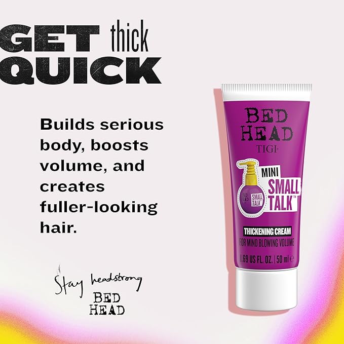 Bead Head by TIGI Small Talk MINI 3-in-1 Hair Thickening Cream - Use for Voluminous Hair - For Fine, Thin & Flat Hair - Use on Damp Hair - Premium Hair Thickening Products - 4.2 oz (2 Pack)
