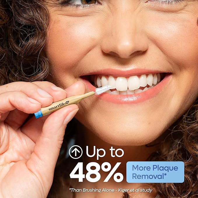 SmartLifeco Bamboo Interdental Brushes (10 Count) - Eco-Friendly Proxabrush, Reusable Dental Picks, Flexible Soft Bristles, Superior Gum & Teeth Cleaning, Toothpicks for Braces, PikStik - Wide Gaps
