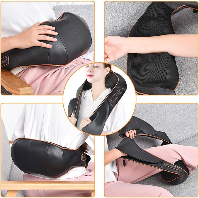 TRIDUCNA Neck Back Massager with Heat, Shiatsu Electric Deep Tissue with 3D Kneading Massage, 3 Intensity Levels, Muscle Pain Relief for Back,Neck,Shoulder,Legs, Gifts for Her/Him/Friend/Mom/Dad