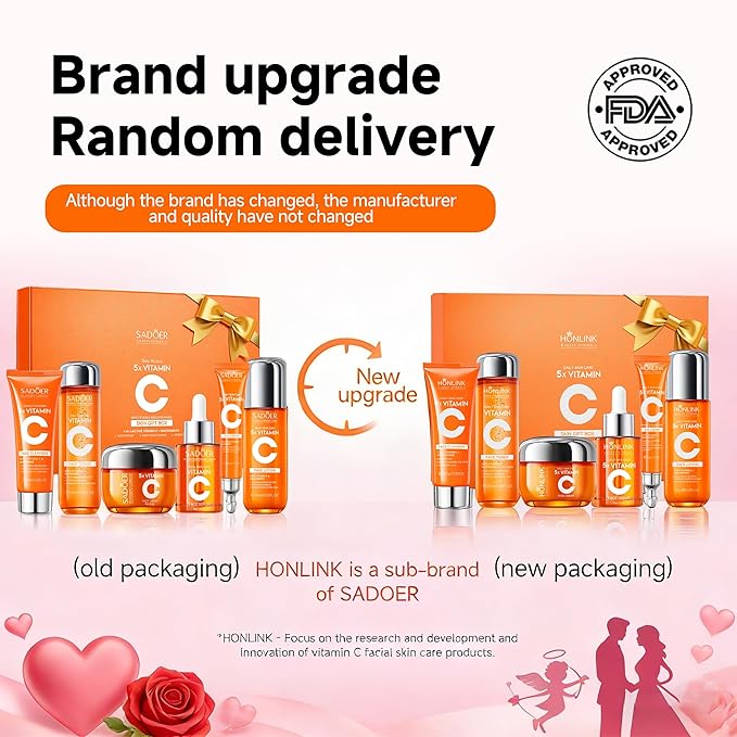 6-Piece Hydrating Skincare Set with Vitamin C & Niacinamide, Face Care Kit Includes Toner, Serum, Cleanser, Moisturizer, Eye Cream & Body Lotion | Valentine’s Day Gift for Women