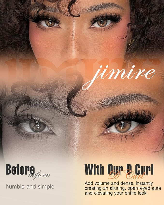 Mink Lashes Fluffy False Eyelashes Full Volume Lashes 18MM D Curl Wispy Faux Mink Lashes Dramatic Look Cat Eye Lash Extensions by JIMIRE