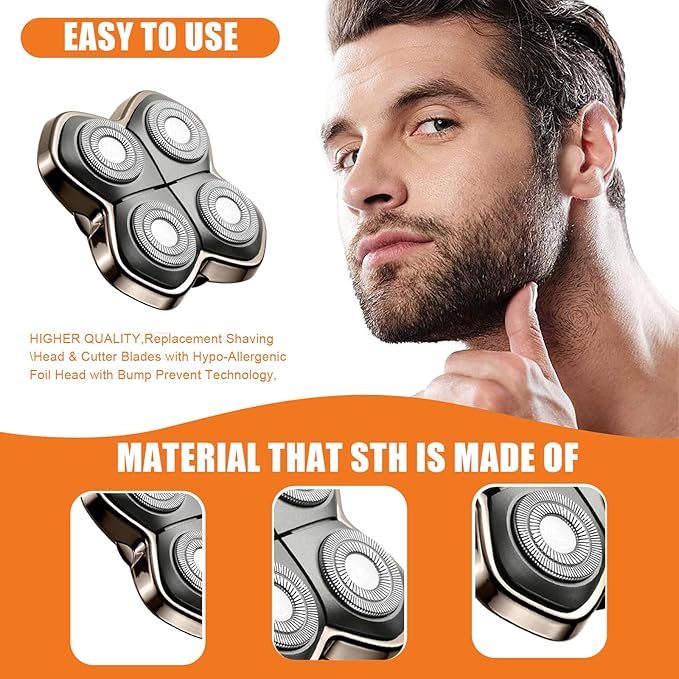 Replacement Blade Shaver PRO 2 Head for Electric Shaver Compatible with Skull Pitbull, Butterfly Kiss PRO & Palm Shavers (3Pack)