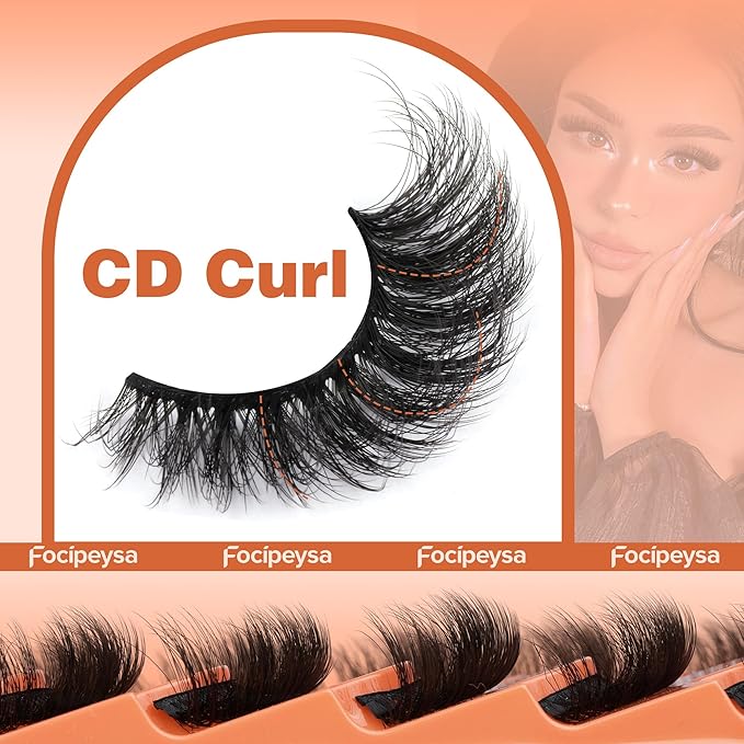 Focipeysa Fluffy Volume False Eyelash Cat Eye Lashes Thick Fake Eyelashes Dramatic Faux Mink Eyelash 9D Eyelashes 16mm Eyelashes Pack 7 Pairs Lash Pack