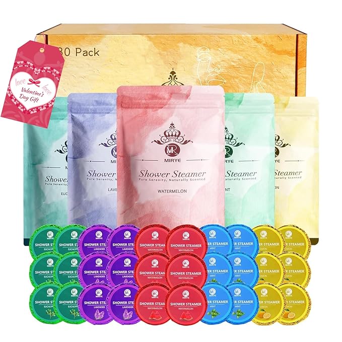 Shower Steamers Aromatherapy, 30-Pack Shower Steamer for Women Men, Shower Bombs with Essential Oils Stress Relief Self Care, Birthday Gifts Christmas Stocking Stuffers Gifts for Mom, Dad, Wife