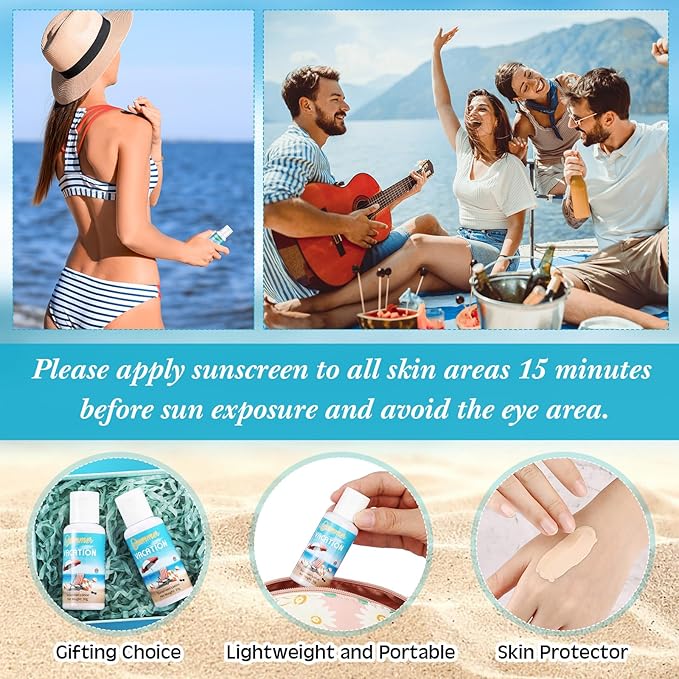 6 Pcs Wedding Sunscreen Bulk Travel Size Sunscreen SPF 50 Mini Sunscreen with Zinc Oxide Titanium Dioxide for Wedding Party Gifts(Summer Vacation)