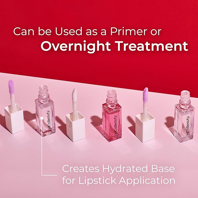MCoBeauty - Lip Oil Hydrating Treatment - Sheer Pink - Moisturizing Jojoba Oil Lip Gloss - Juicy High-Shine Tinted Lip Glaze for Dry Lips with Doe-Foot Applicator - Cruelty Free Lip Care