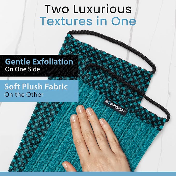 Japanese Exfoliating Washcloth for Back & Body - Charcoal & Silver Ion Exfoliating Towel - Two-Sided Gentle Exfoliation