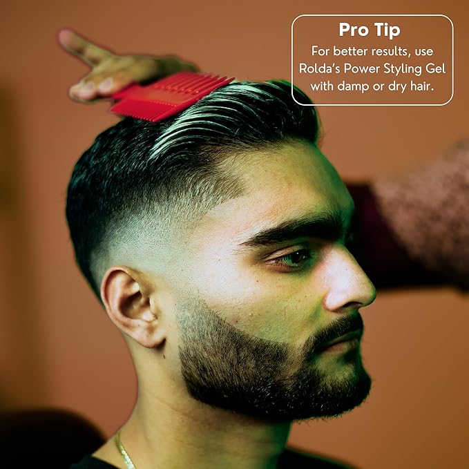 Rolda Power Strong Hold Hair Gel for Men - Styling Gel Formula for Wet Look - High Shine, Strengthening & Hair Loss Control - Alcohol & Residue Free (8.81 oz)