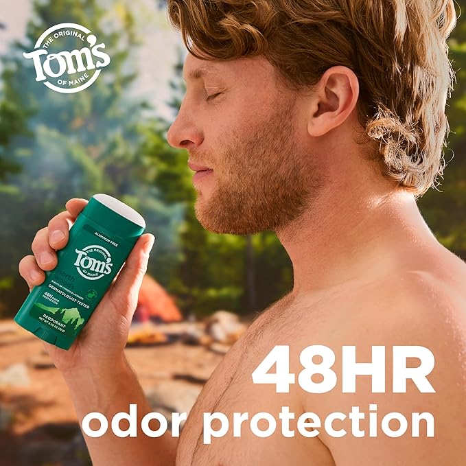 Tom’s of Maine North Woods Natural Deodorant for Men and Women, Aluminum Free, No Artificial Fragrances, Dyes, or Preservatives, Baking Soda Free, 48-Hour Odor Protection, 3.25 oz (2 Pack)