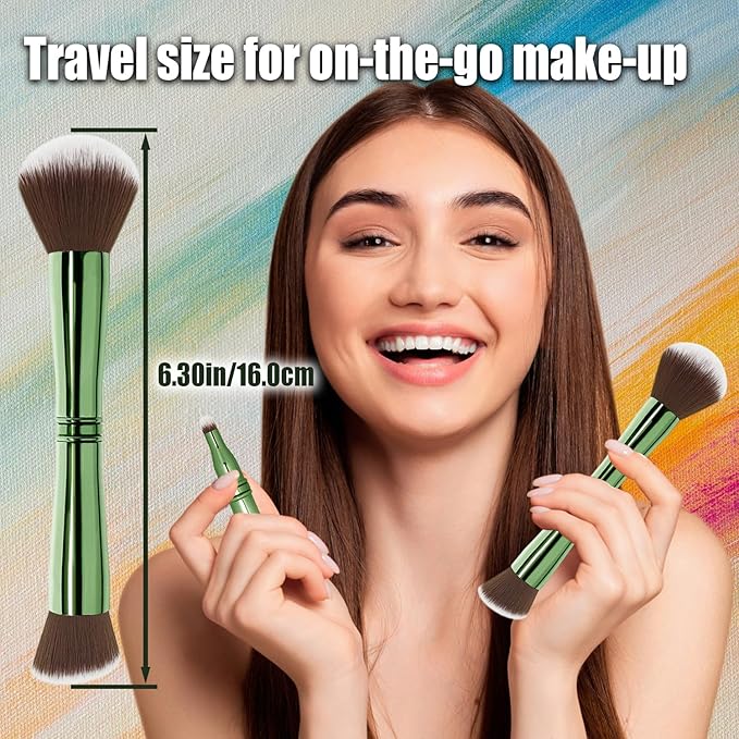 Zylsnice 4 in 1 Makeup Brush, Travel Makeup Brush Set with Case, Mini Makeup Brushes, Powder Foundation Brush, Concealer Brush, Eyeshadow Brush, Dual Ended Makeup Brush for Liquid,Cream, Powder