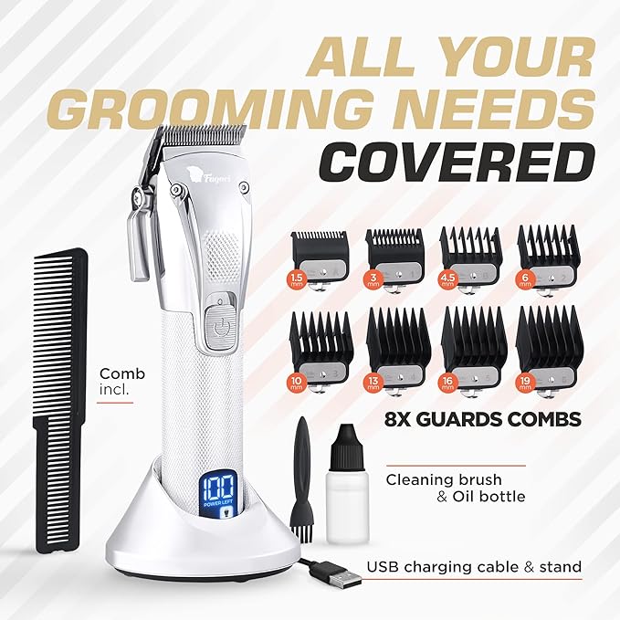 Fagaci Hair Clippers for Men Professional with Precise Cutting, Turbo Power Professional Barber Clippers Cordless, Powerful Motor Fade Mens Hair Clipper Set, Precision Blades Haircut Machine Kit